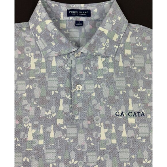 Peter Millar Other - Peter Millar Mens Polo Shirt Cascata Golf Club Sz Large Crown Crafted Wine Print